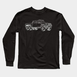 VelociRaptor Truck Wireframe White Long Sleeve T-Shirt